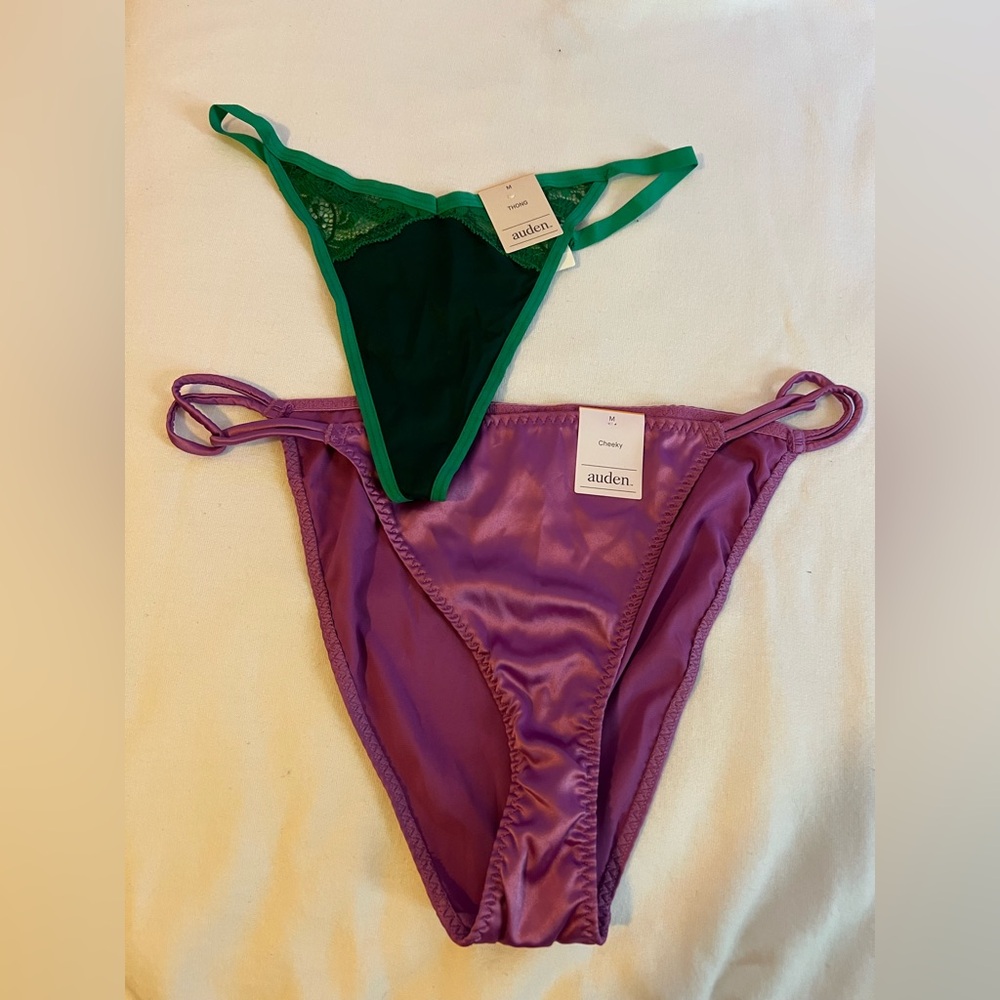 Auden purple cheeky & green thong